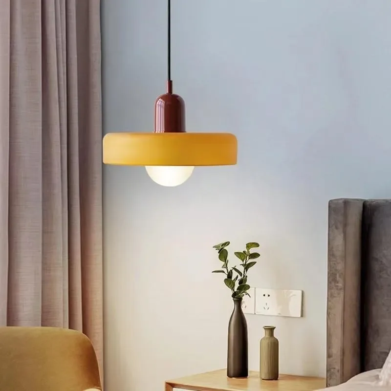 Nordic Modern Simple Color Medieval Small Pendant Light Macaron Bedroom Bedside Lamp Dining Table Pendant Lights