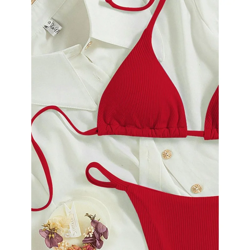 High-end Sexy SwimsuitbikiniPearl Bikini Pure Desire High Waist Tie Beach Swimsuit