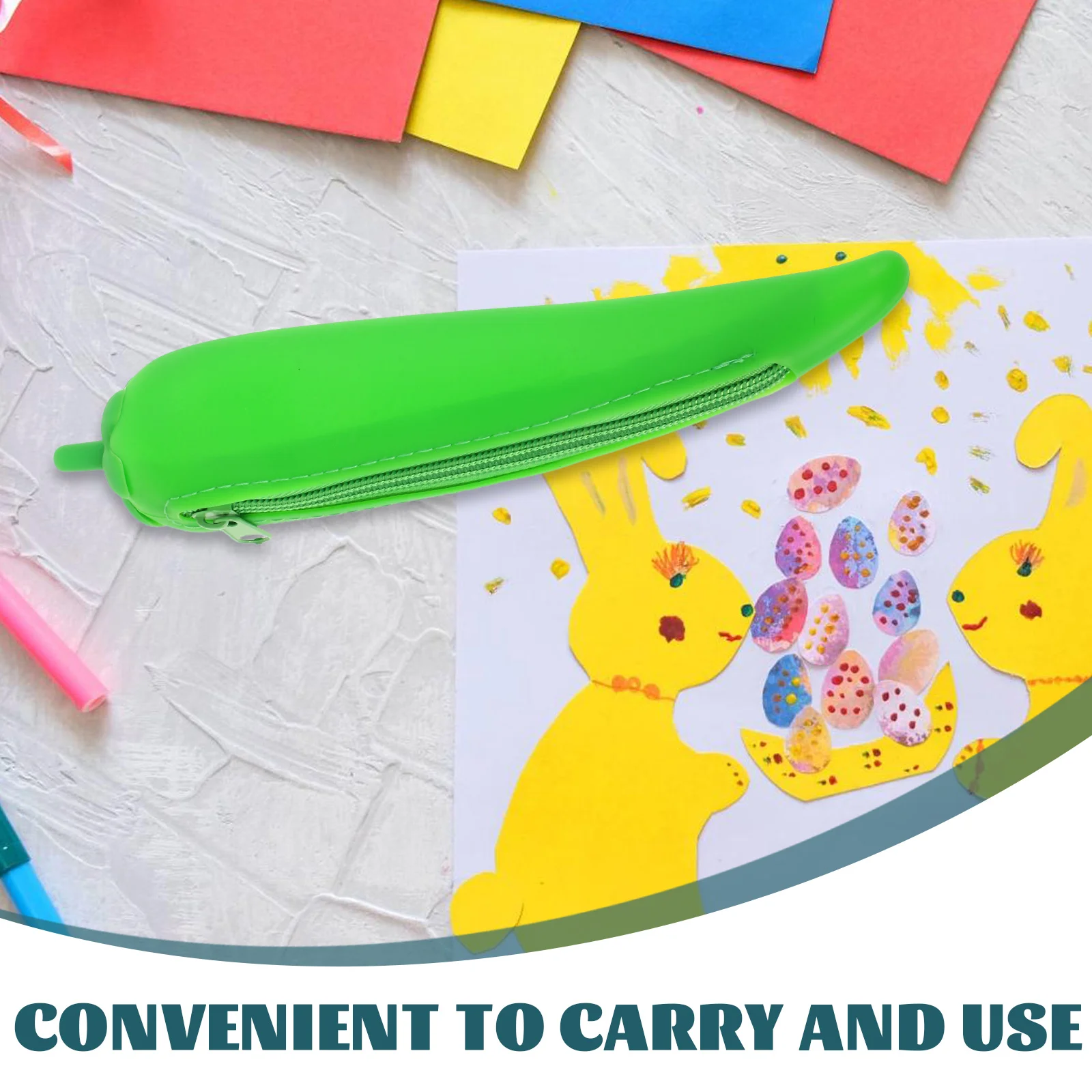 

Cute Cartoon Silicone Bag Student Use Pencil Storage Organizer Stationery Pouch Lightweight Zipper Design Portable Pen Holder