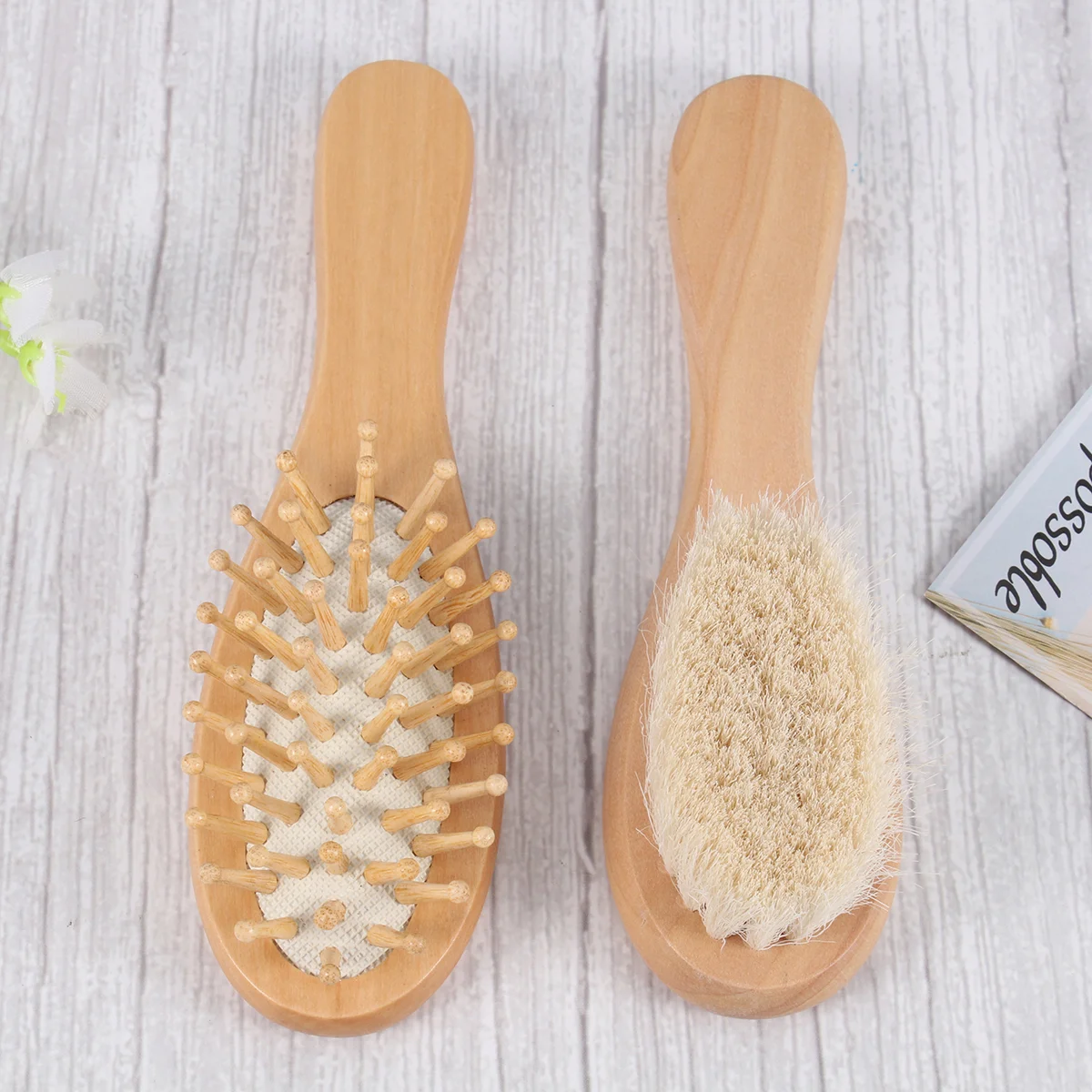 

2 Pcs Hair Brush for Baby Nursing Supplies Bathing Tools Cleaning Shower Bamboo