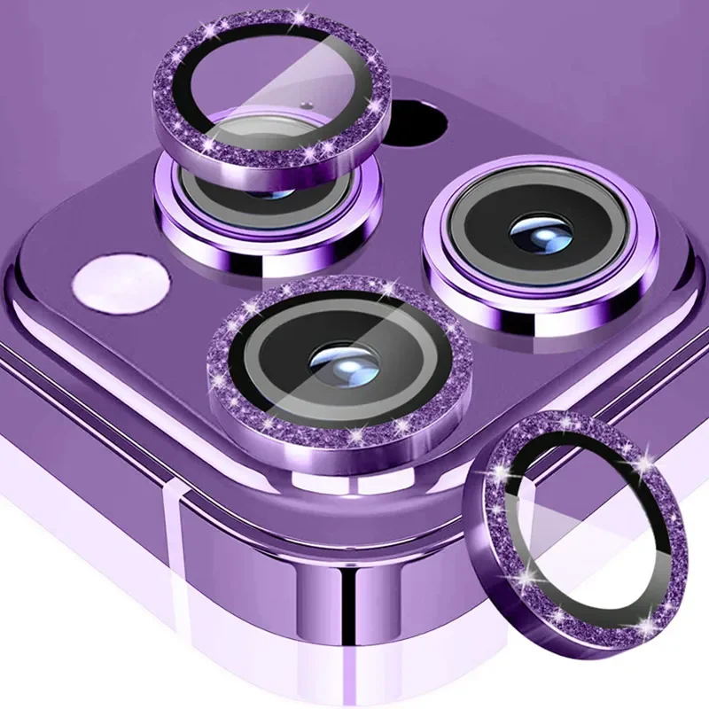 Luxury Metal Glass Camera Lens Protector Case for IPhone 13 11 14 15 16 Pro Max 12 Mini Plus IPone 15Pro 16Pro i15 Purple Cover