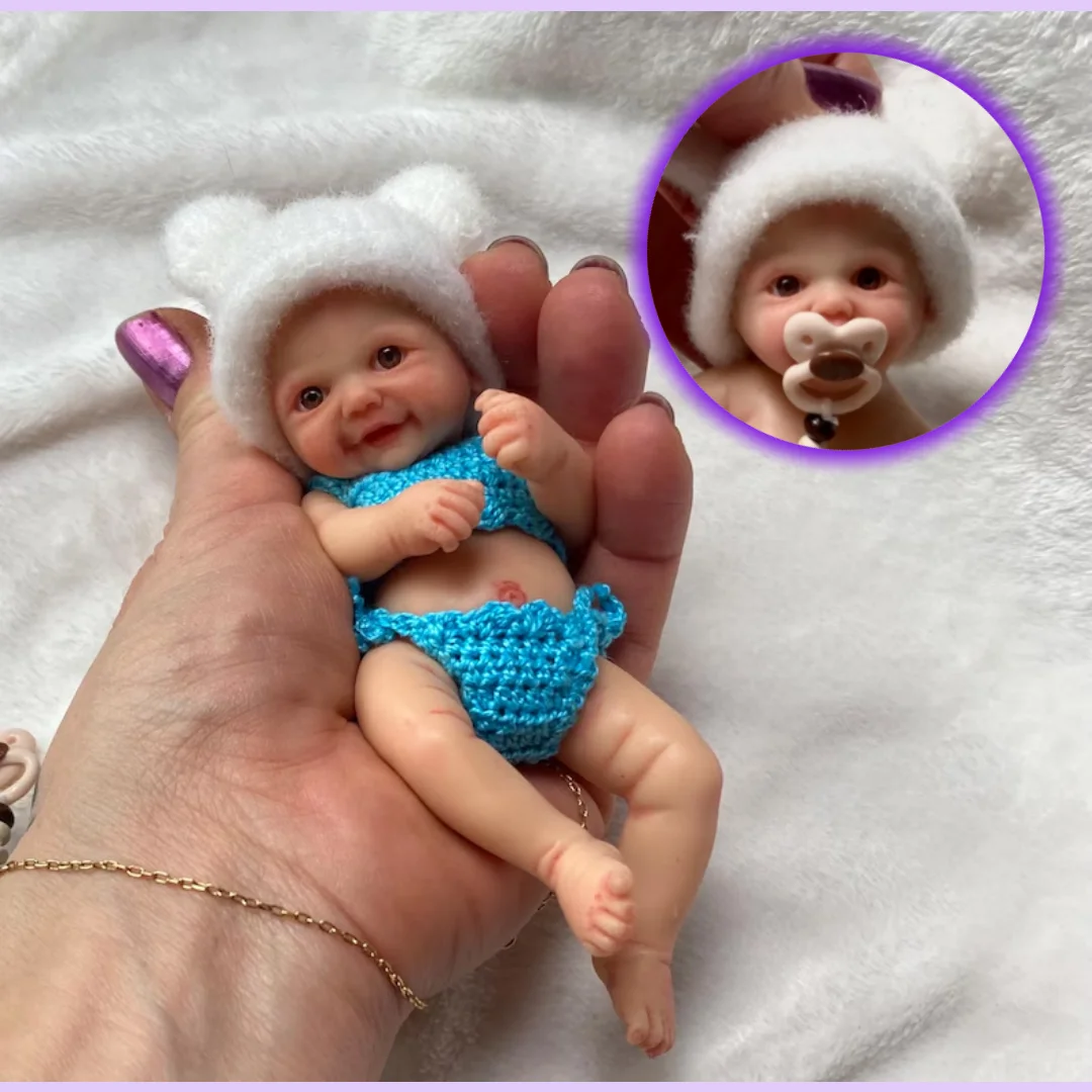 

6Inch Washable Mini Palm Solid Silicone Boy & Girl Doll With Handmade Paint Skin Soft Touch Feeling Lifelike Mini Doll