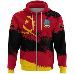 Angola Map Africa Country Graphic Pullovers Angolan National Emblem 3D Print Men Women Street Fashion Casual Zipper Hoodies Coat