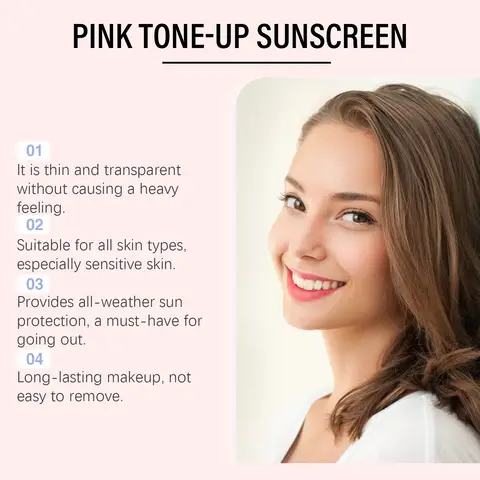 Hoygi Pink Brightening Sunscreen Cream - Lätt, återfuktande UVA/UVB-skydd, Dagligt icke-fet ansikts- och kroppsskydd 8 best sales ansiktsfuktighetskräm - №5