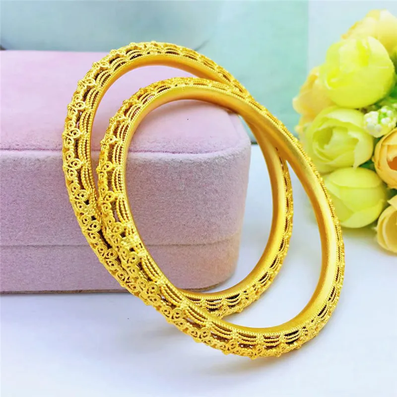 Bracciale di lusso 24k per donna Bracciale color oro puro Phoenix Matte Bridal Wedding Anniversary Fine Jewery Gifts