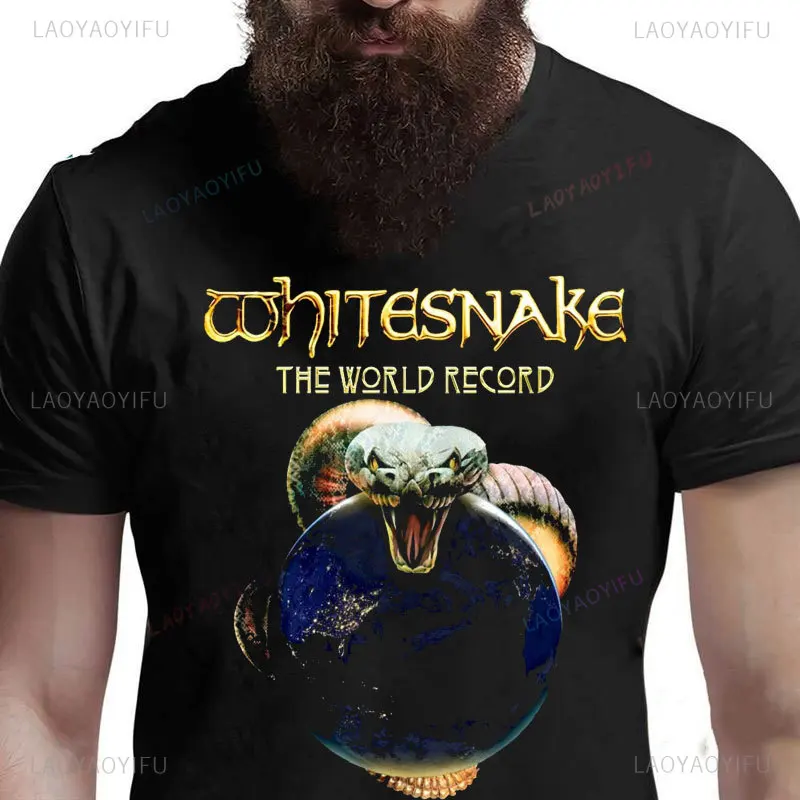 Cool Whitesnake Greatest Band Tour 2018 Black T Shirt 100% Cotton Short Sleeve T Shirt Funny Whitesnake Band Print Music Top Tee