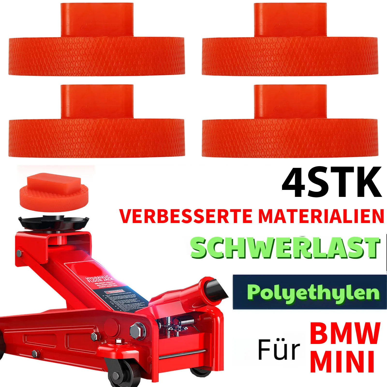 4X Verbesserte Bodenhebeadapter aus hochwertigem Material für BMW 1 2 3 4 5 7 Serie X1 X2 X3 X4 X5 X6 X7 Z4 Z8 I3