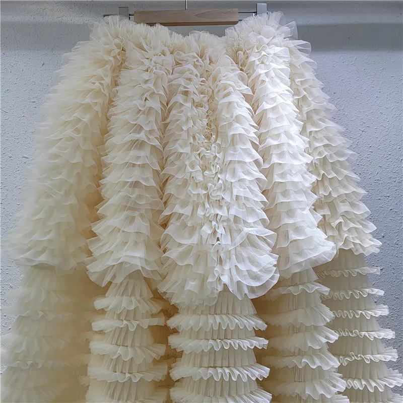 Gonna da ballo con torta a vita alta in stile design a strati in maglia dolce Gonna elegante da donna color albicocca per tutte le partite 2025