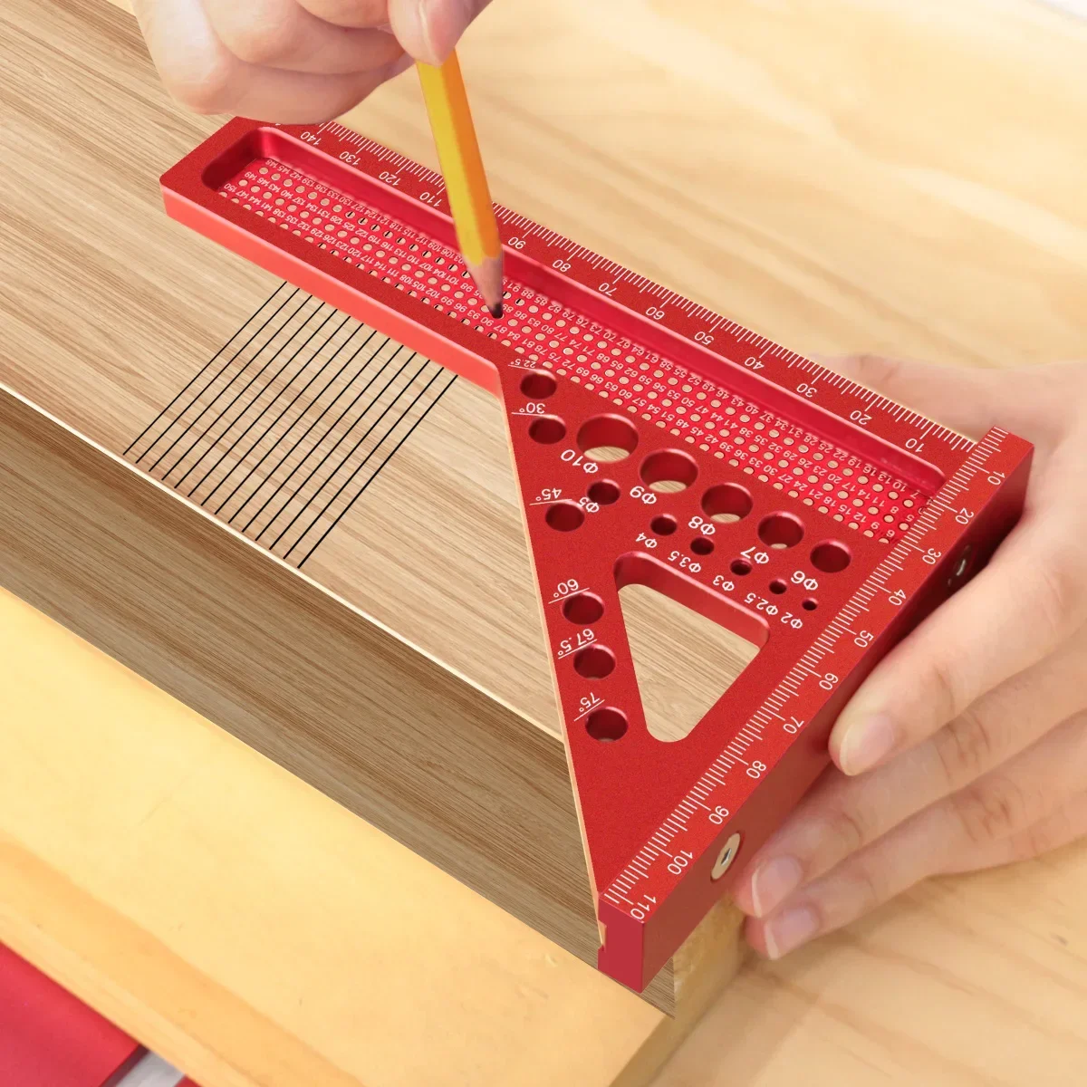 

Ruler W/Dowel Pin Aluminum Miter Triangler Layout Measuring Tool Woodworking Square Protractor Extended 3D Multi-Angle Measuring