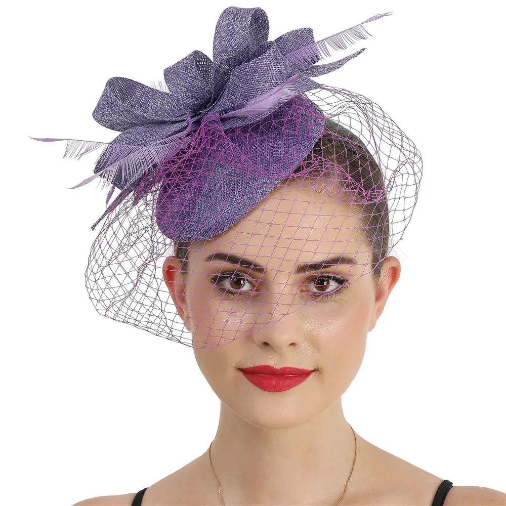 

White Women Formal Church Fascinators Headband Hat For Elegant Bride Wedding Headpiece New Vintage Occasion Hair Accessories