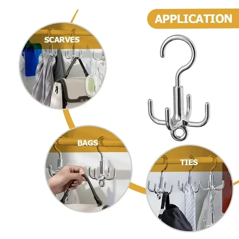 Four-claw Hook, Rotatable Bag Rack, Creative Storage Rack Hook, Multi-functional Wardrobe Belt Tie, Underwear Sling Accessories