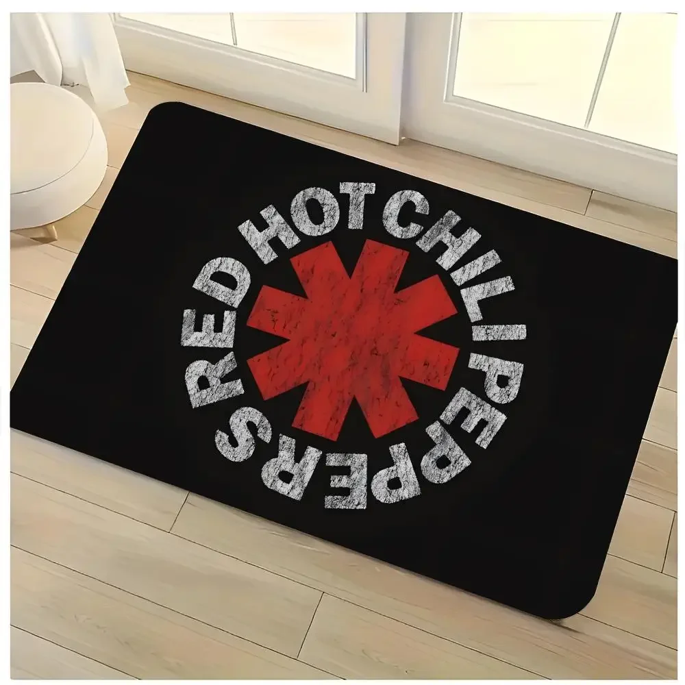 funk rock band vintage print R-Red Hot Chili Peppers Floor Mat Washable Absorbent Flannel Door Mat Non-Slip Indoor Floor Rug