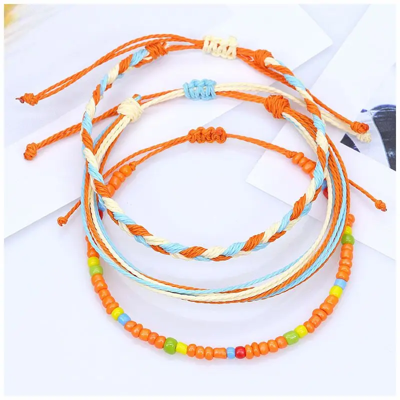 Colour Bracelet Set Charm Infinity Waves Wax Thread Woven Bracelets Women Yoga Bangles Bohemian String Wrist Jewelry