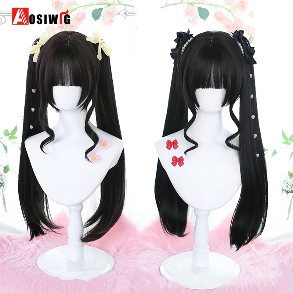 

Synthetic Princess Cut Double ponytail Lolita Wig with Bangs Wig Girl Cute Ombre Blonde Black Cosplay Halloween Harajuku Wig