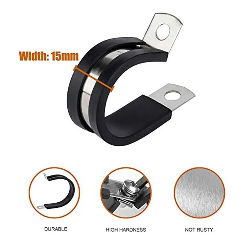 مشبك معدني معزول مبطن بالمطاط من VEHO للأنبوب أو تركيب سلك السلك، 36 قطعة