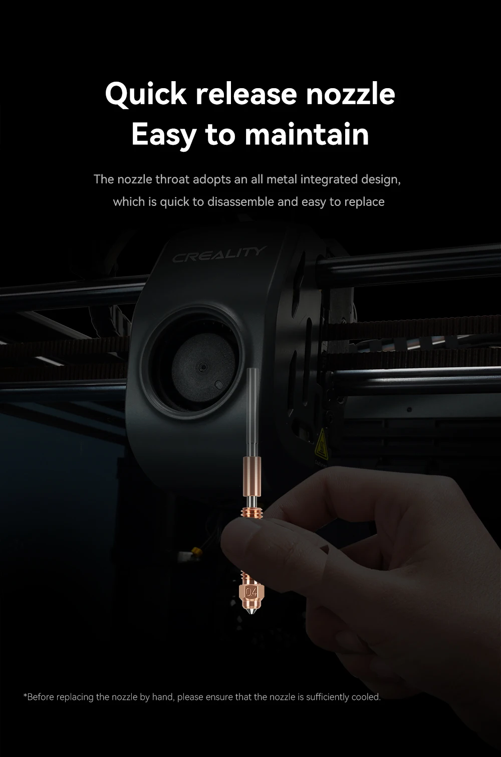 Für Creality K1c Düse K1 Max Gehärtete Stahldüse Schnellwechsel All-in-One High-Flow Bimetall Heatbreak für Ender 3 V3 3D-Drucker – Detail 2