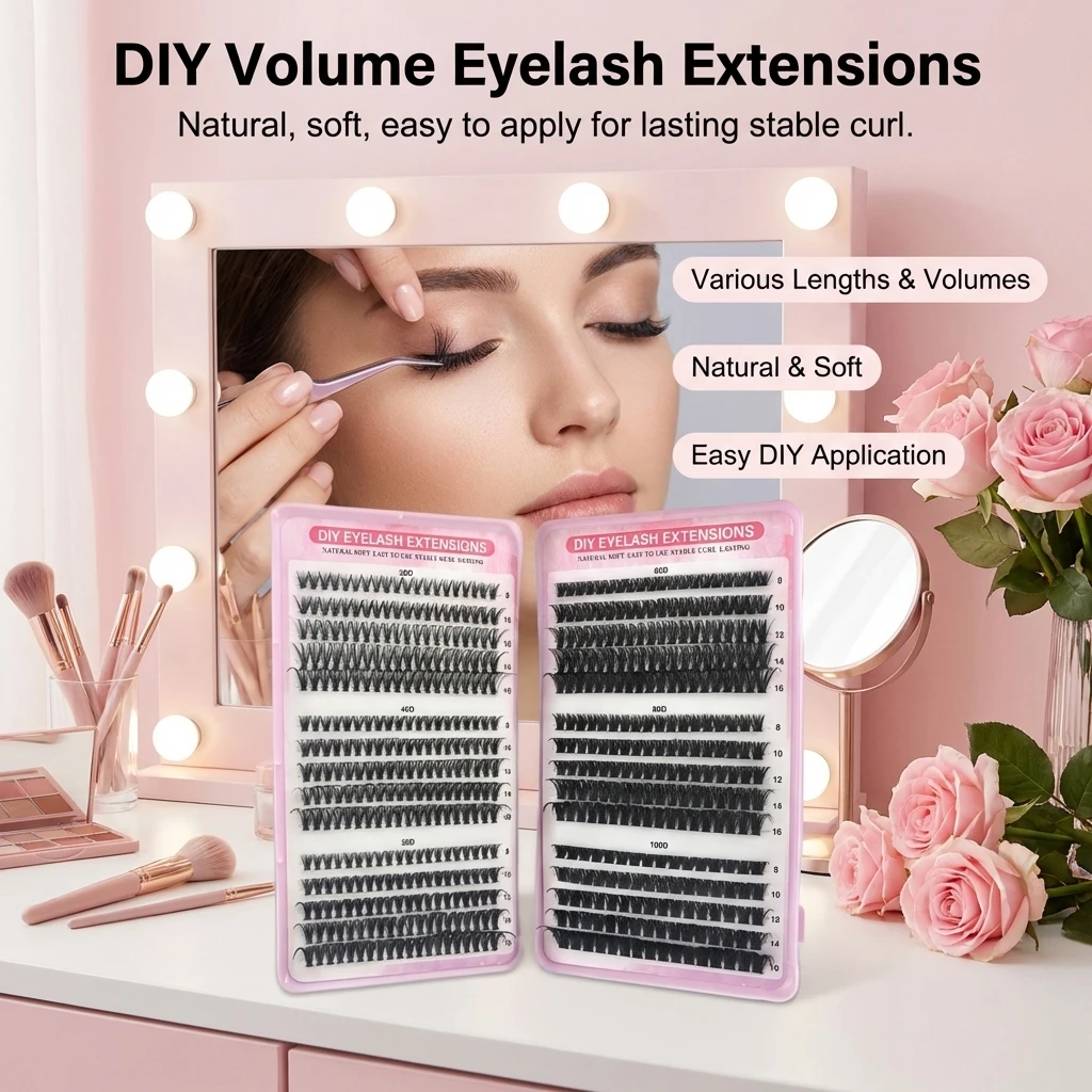 

DIY Natural curled up false Eyelash Book Multiple Styles DIY individual cluster lash extenstion Beginners Professionals makeup