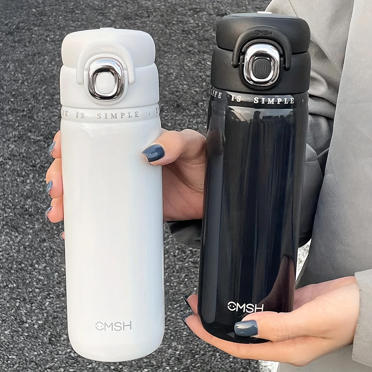 1pc 520ML Insulated Tumbler with Straw & Sip - Vacuum Flask for Couples, Leakproof Sports Water Bottle for Outdoor Travel