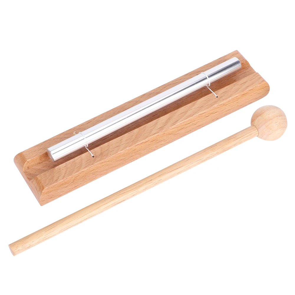 

Solo Chime Percussion Musical Instruments for Teachers Classroom Wood Color Metal Beech Frame with 1 Wooden Mallet 175x27x36mm