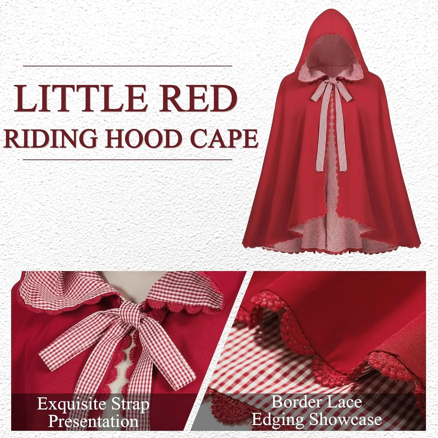 Red Plaid Cape Women's Double Layer Open Cardigan Robe Costume for Halloween Christmas Autumn Fashionable Chinese Style view 3