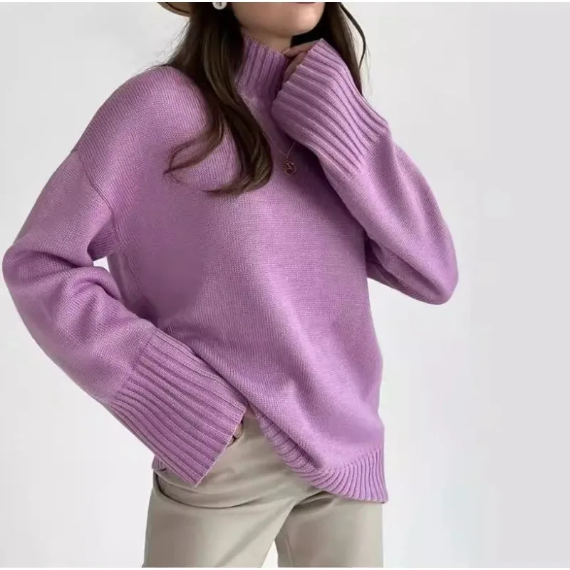 

Autumn and Winter New Women's Turtleneck Tops Women's Loose and Lazy Pullover Knitted Thick Base Sweaters