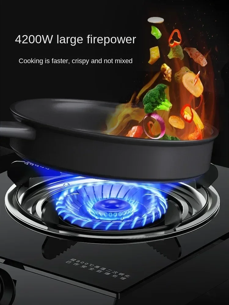 220v Home Gas Stoves Natural Gas LPG Stoves Single Burner Tempered Glass Embedded Pulse Ignition Copper Fire Cover