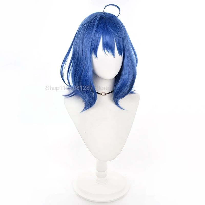 Anna yanami peruca cosplay anime makeine 45cm cabelo curto peruca azul cosplay resistente ao calor peruca sintética para adulto menina cosplay festa