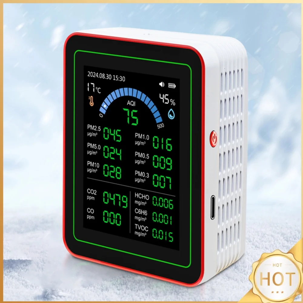 18 In 1 Professional Air Quality Detector Indoor Real-Time Air Detector TFT Display Air Quality Meter for Home Hotel Office Car