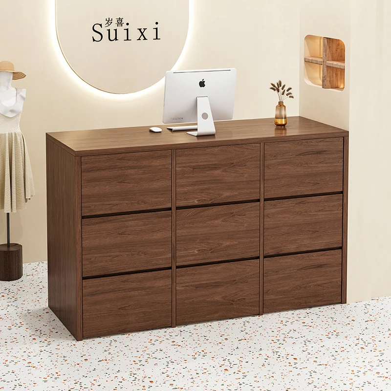 

Lecterns Reception Desk Console Center Perpetual Economic Workshop Reception Desk Wooden Bancone Per Negozio Luxury Furniture