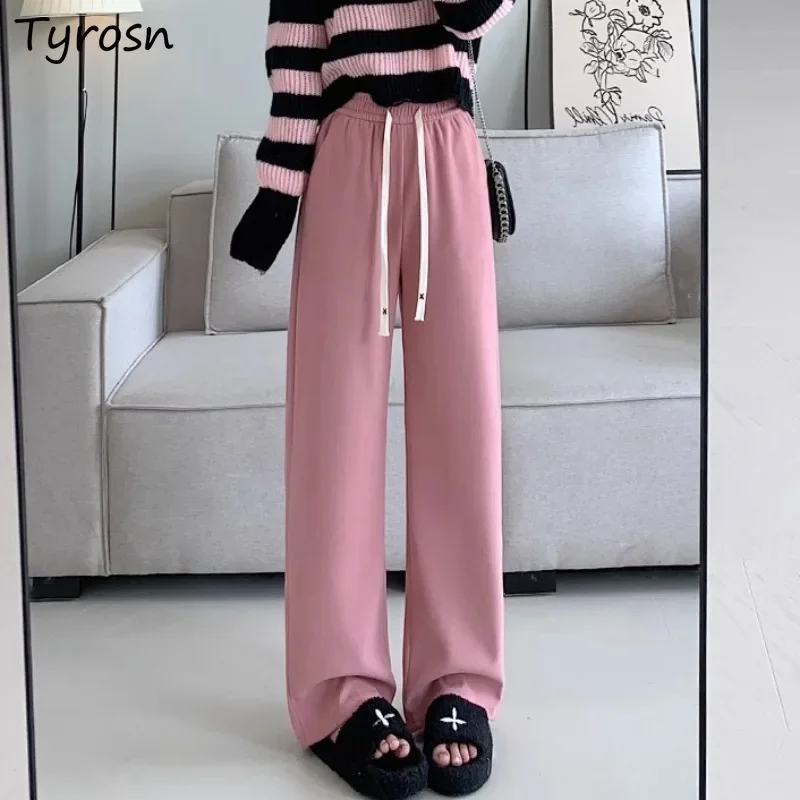 

Wide Leg Pants Women Solid Simple Autumn High Waist Draped Baggy All-match Casual Straight Stylish Ulzzang Gentle Elegant Chic