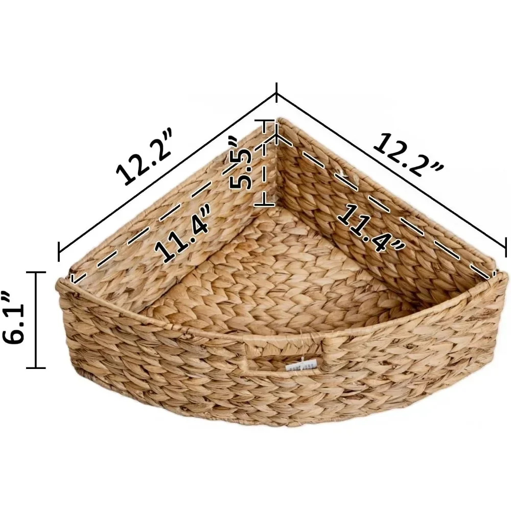 Hampton Meadows ตู้เก็บของโต๊ะเข้ามุม X-Side 3 ชั้นพร้อมตะกร้าหวาย 3 ใบ, วอลนัท, 14 D x 14 W x 25.5 H นิ้ว