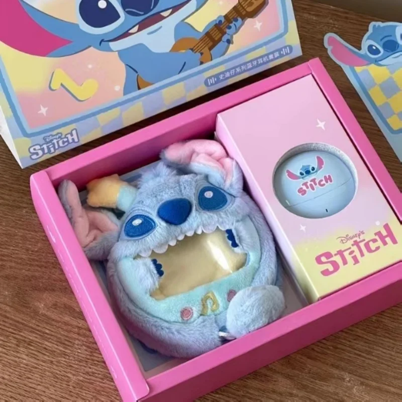 

Kawaii натуральный набор наушников Disney Stitch, аниме Lilo Stitch, плюшевые чехлы для наушников, мультяшная периферия, игрушка, рождественские подарки, фигурка куклы