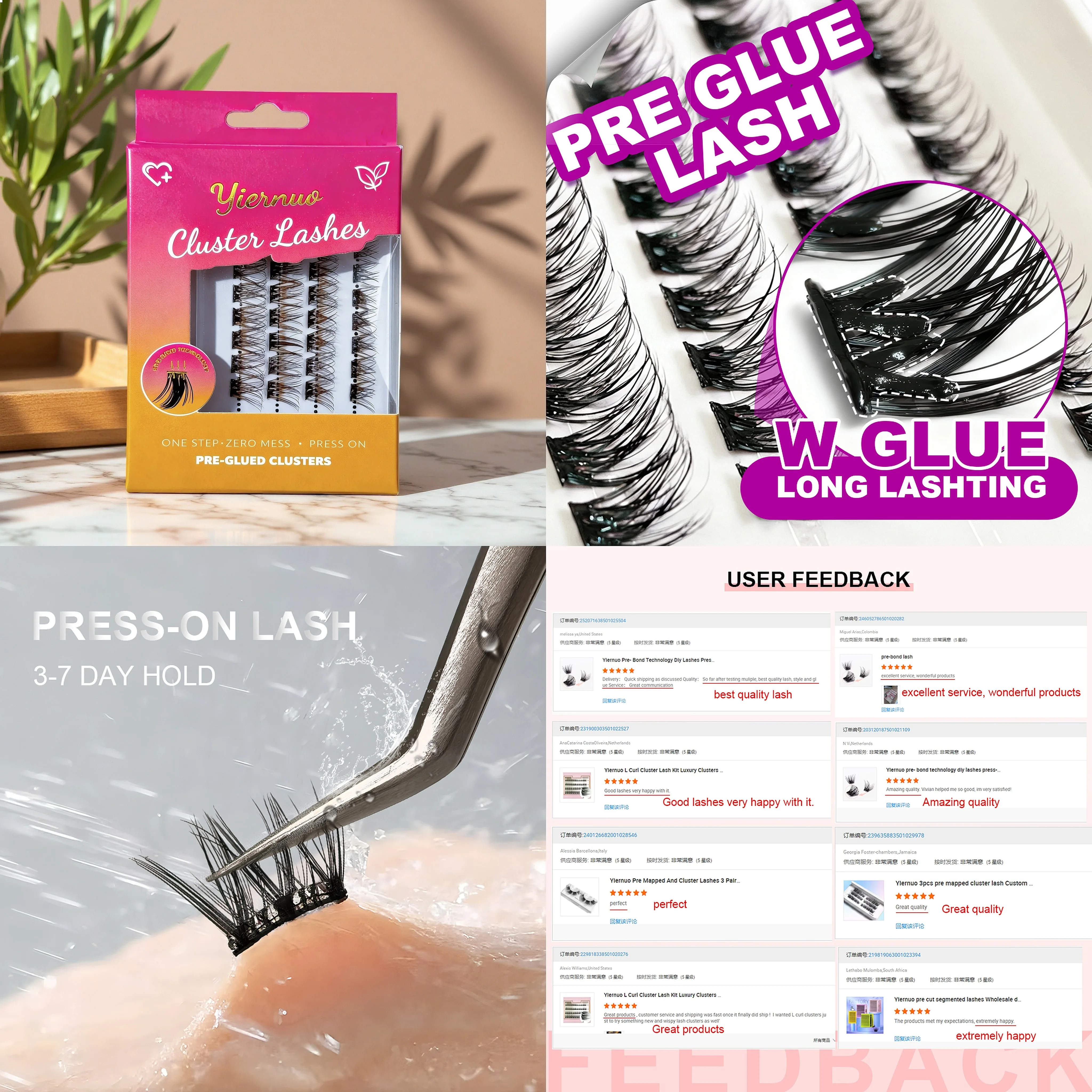 Wholesale Quick Easy Waterproof Full Strip Eyelashes Fluffy Self-Adhesive Lash Clusters Mess-Free Individual Lashes No Glue