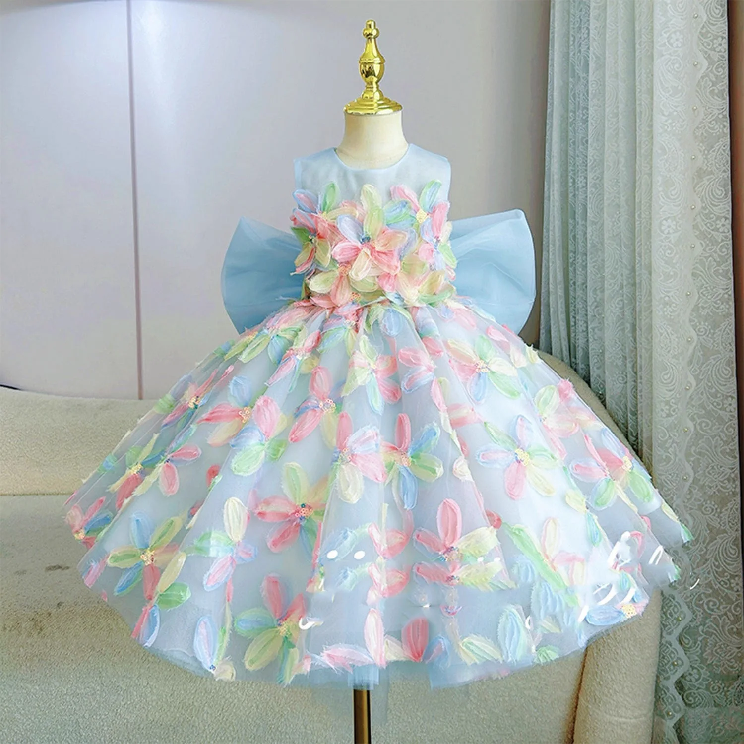 New Arrival Little Girl Bohemian Wedding Bridesmaid Dress Minimalist Luxury Party Gown, Children Host Stage Costume