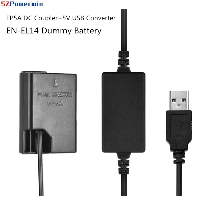 USB-адаптер, зарядный кабель EN-EL14, фиктивный аккумулятор EP-5A, соединитель постоянного тока для камеры Nikon P7000 P7800 D5500 D5600 D3300 D5100 D5300