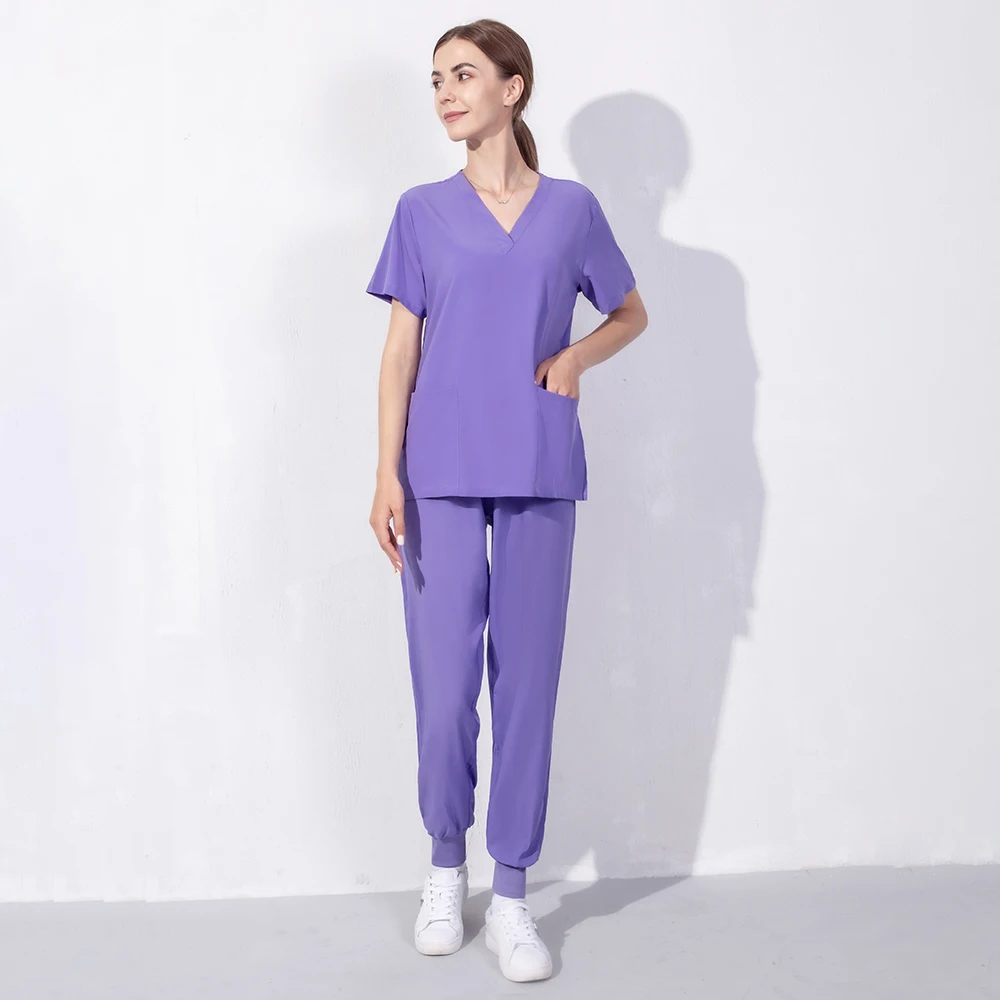 Uniforme d'infirmière médical à manches courtes, vente en gros, T-Shirts fins et légers pour travailleurs d'hôpital, costume de travail de gommage