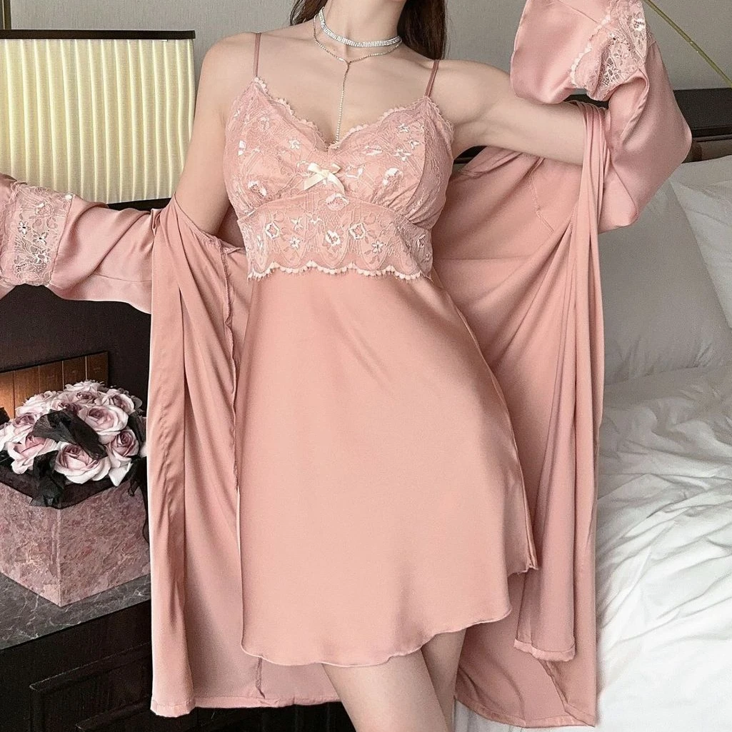 Sexy Camisola Nightgowns Camisole Chest Pad Pijamas Nighty Women Nightwear Woman Pajama Sleepwear Dress Pyjama Lace Pj Lounge