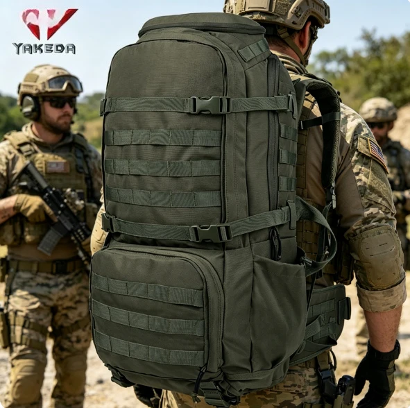 

YAKEDA 65L Large Capacity Camo Tactical Backpack, MOLLE Military Rucksack For Camping Hiking Hunting
