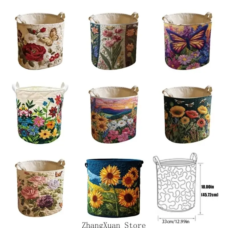 Eleganter Schmutzwäsche-Organizer mit Blumenmuster und stabilen Griffen, waschbar, 3 x – Detail 6