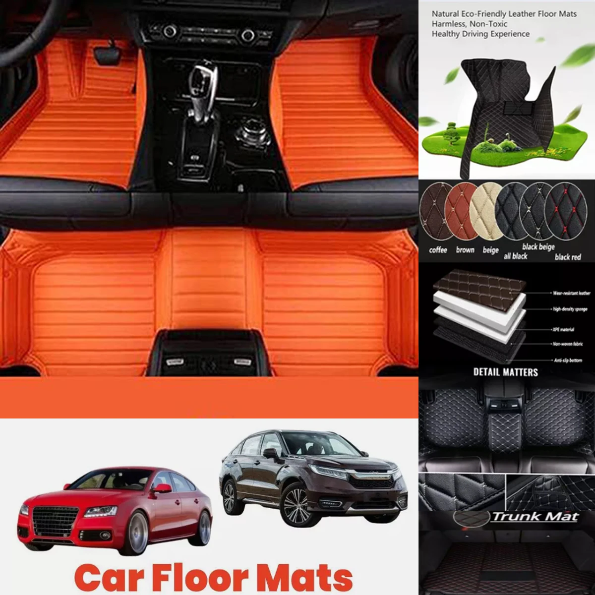 5D leather waterproof Custom Car Floor Mats For Toyota Highlander Kluger Auto Carpets Foot Coche Accessorie liners