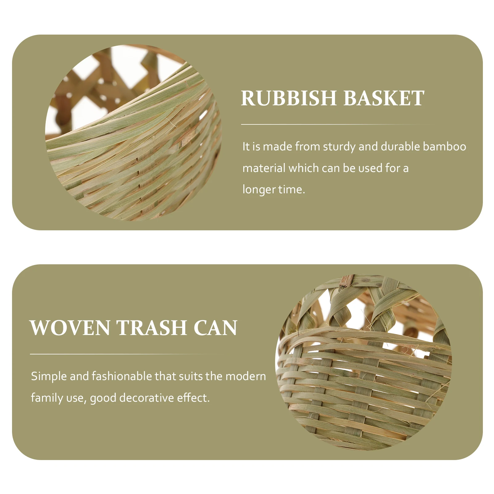 

Bamboo Trash Can Woven Basket Retro Decor Storage Bin Seagrass Container Bathroom Waste Paper Holder Eco Friendly Home