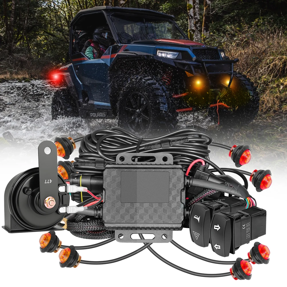 For Honda Pioneer 700 / 700-4 2014-2025 2021 2020 2019 UTV Turn Signal Kit with 110D Horn, Pre-Wired, Plug and Play UTV Blinker