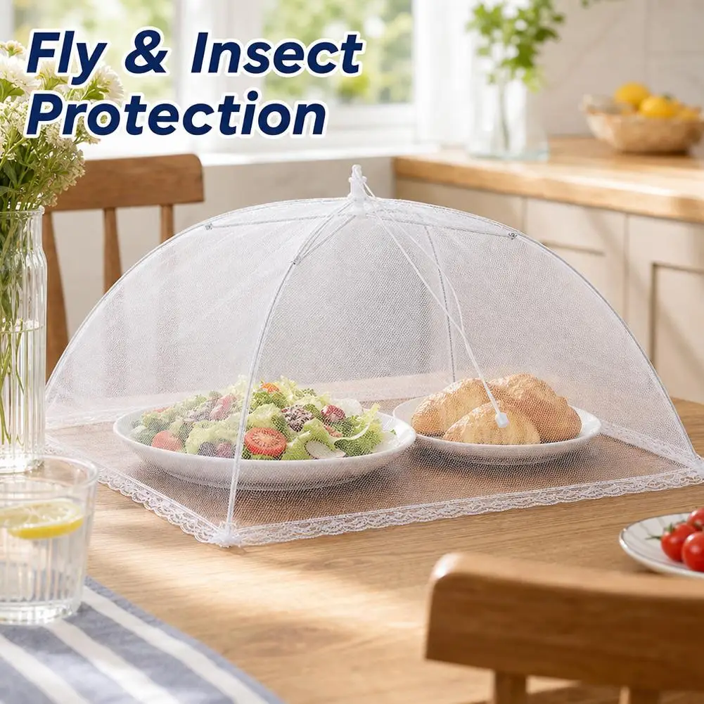 1/2Pcs Food Covers Mesh Foldable Kitchen Anti Fly Mosquito Tent Dome Net Umbrella Picnic Protect Dish Cover Kitchen Accessories
