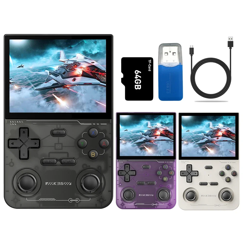 K36 Retro Handheld Video Game Console 3.5 Inch IPS Screen Portable Game Console  40+ Emulators 16000+ Games 3500 MAh