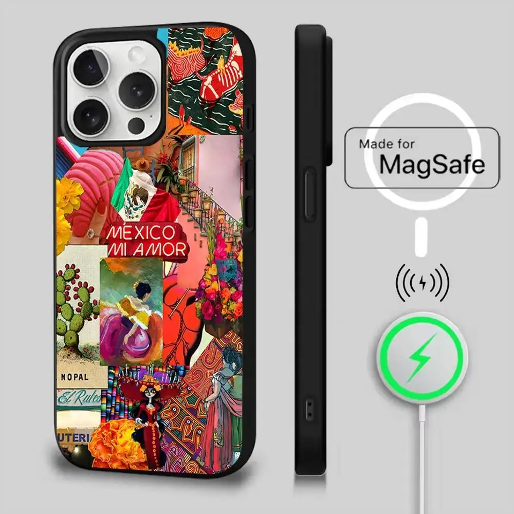 Funda de teléfono Viva Mexico para iPhone 17,16,15,14,13,12,11,Pro,Max,Plus,Mini,Magsafe,funda de carga inalámbrica magnética
