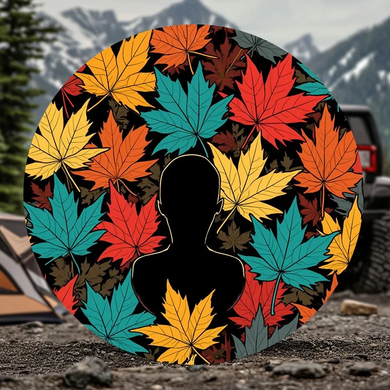 

Autumn Maple Leaf Spare Tire Cover Waterproof Sun-Proof Polyester SUV RV Wheel Protector