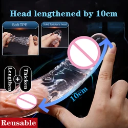 Large Penis Extension Sleeve Reusable Soft and Stretchable Delayed Ejaculation Condoms Male Dildo Extender Male Sex Toys