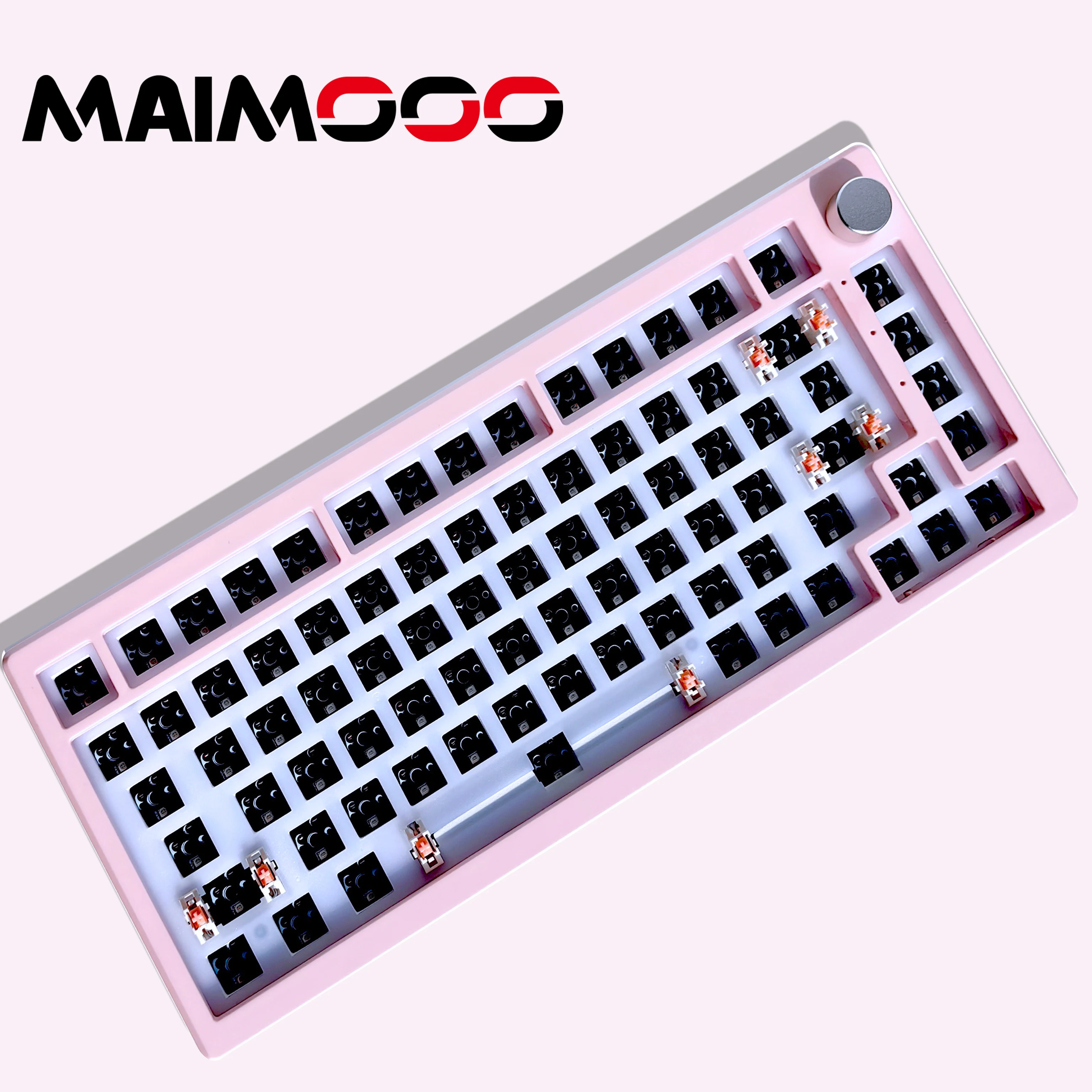 MAIMOOO Keyboard DIY Pink Kit Gasket Structure Macaron Color 75% Layout 82Key Bluetooth 2.4G Wired HotSwap Mechanical Keyboard