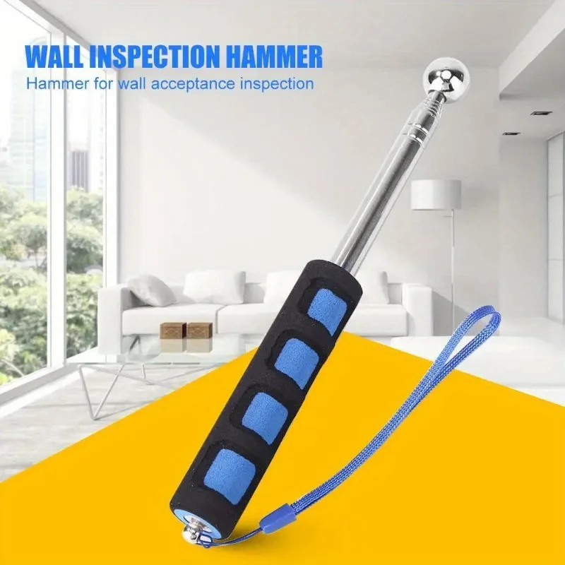 Empty Drum Hammer Inspection Tool Telescopic Thickening Wall Inspection Hammer Drummer Hitting Wall Rod Tile Acceptance Tool