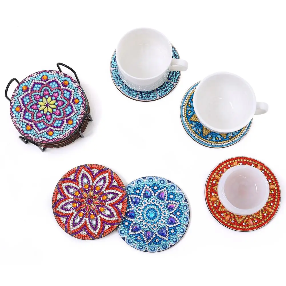 10pcs Diamond Art Coasters With Holder Scratch-resist Wear-resist Diy Mandala Diamond Painting Kits